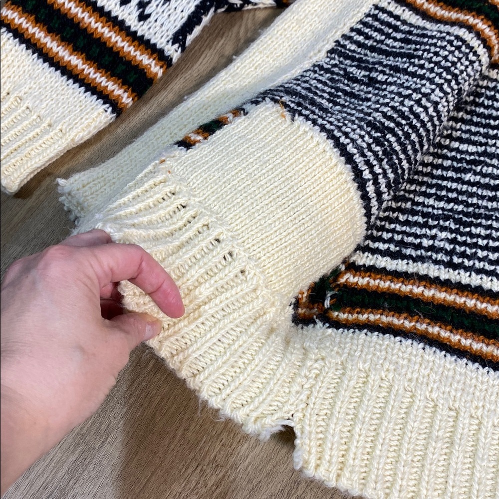 VTG 1970s Southwestern Open Front Sweater Shawl Cardigan Llamas Wool - Picture 8 of 10